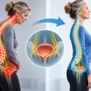 Spinal alignment and bladder function illustration