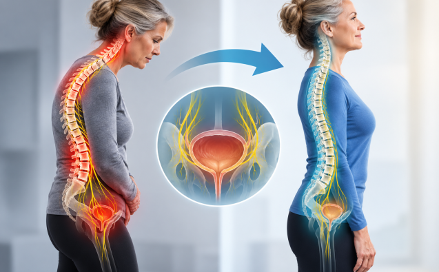 Spinal alignment and bladder function illustration