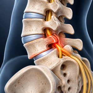 Lumbar spondylolisthesis showing forward vertebral displacement