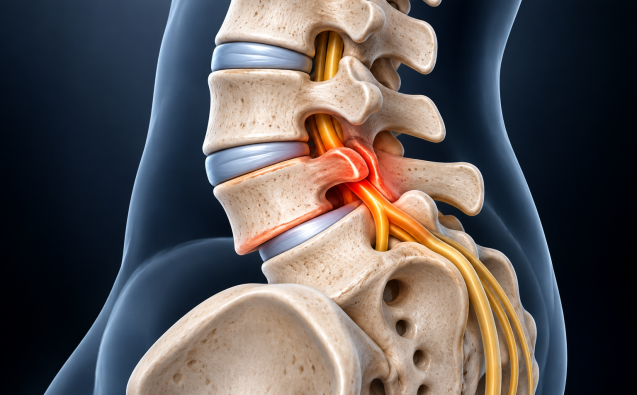 Lumbar spondylolisthesis showing forward vertebral displacement